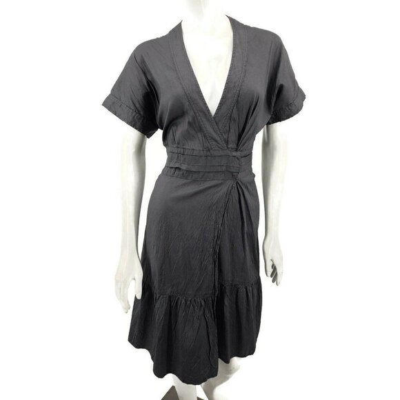 Calypso Christiane Celle Silk Dress Womens Small Charcoal Gray Wrap - Picture 1 of 7